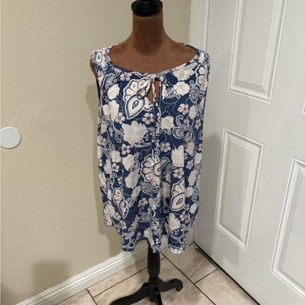 SJS Navy and White Paisley Swim Cover-Up